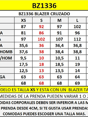 BZ1336 Blazer cruzado crepe palo rosa