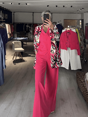 AB15013 Trench  estampado fucsia rojo