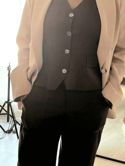 GL1415 Vest con lino color moka