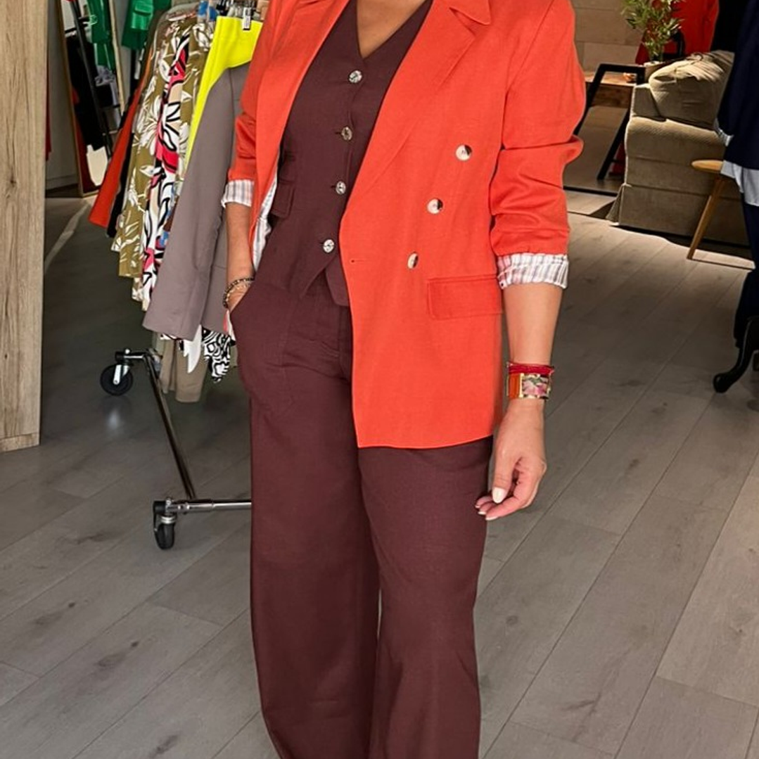 GL1415 Vest con lino color moka 2