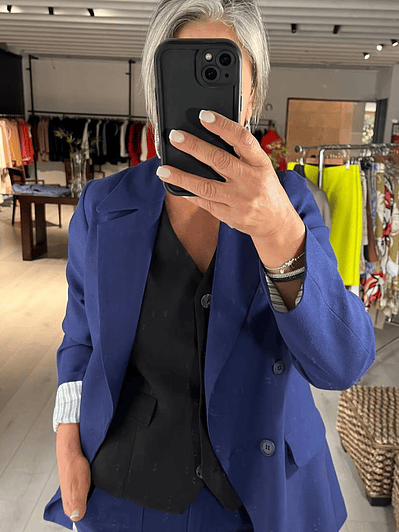 BZ1336 BLAZER CON LINO azul