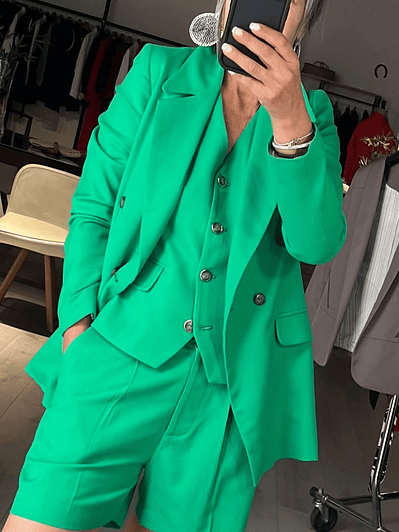 BZ1336 BLAZER CON LINO Verde Cata