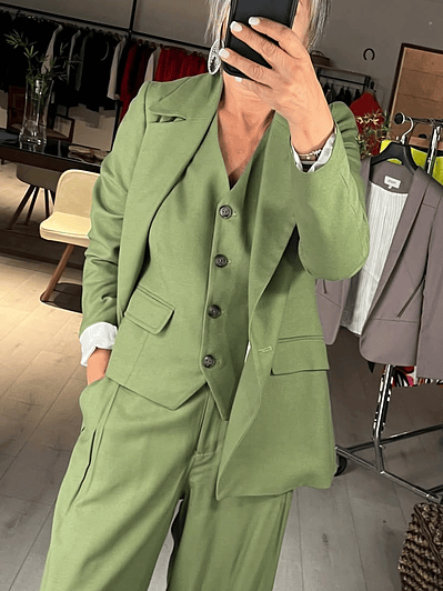 BZ1336 BLAZER CON LINO Verde musgo