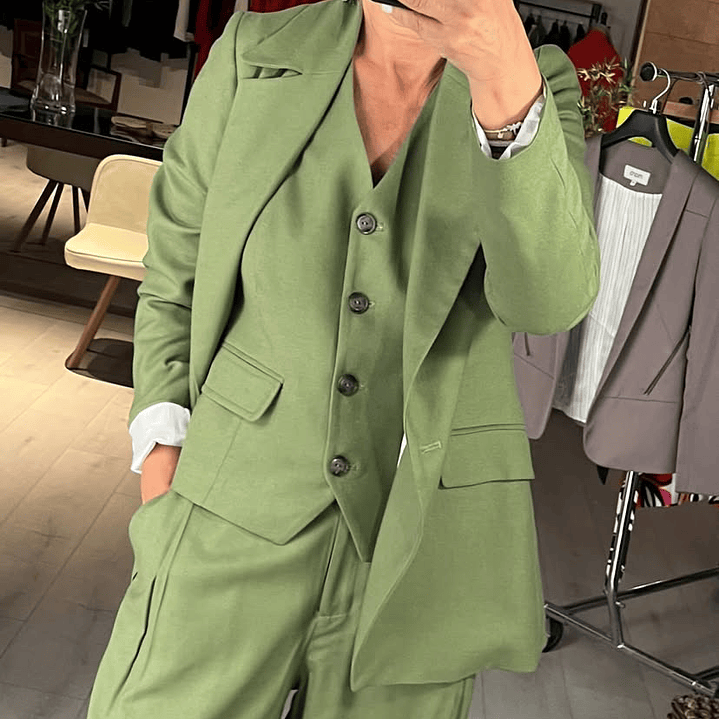 BZ1336 BLAZER CON LINO Verde musgo 1