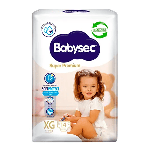 PAÑAL BABYSEC SUPER PREMIUM PAQUETE XG (14U) 1