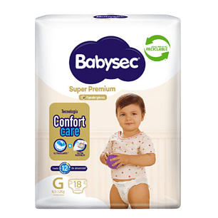 PAÑAL BABYSEC SUPER PREMIUM PAQUETE G (18U)