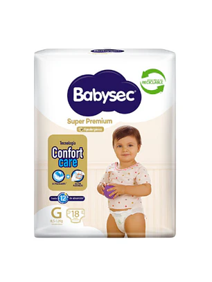 PAÑAL BABYSEC SUPER PREMIUM PAQUETE G (18U)