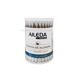 COTONITOS DE ALGODON CON VARILLA MADERA 100U