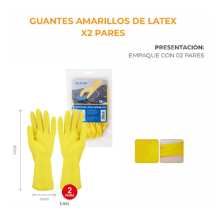 GUANTES AMARILLO LATEX AILEDA X2 (48U)