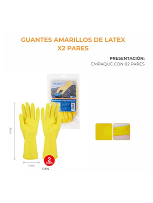 GUANTES AMARILLO LATEX AILEDA X2 (48U)