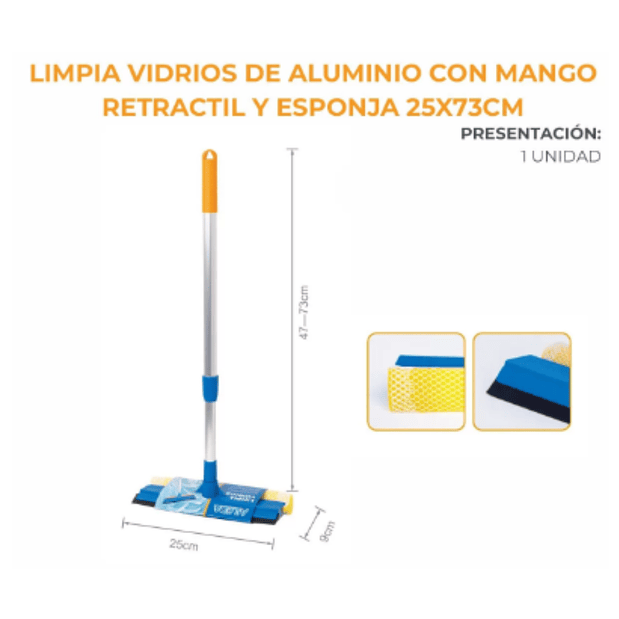 LIMPIAVIDRIOS ALUMINIO RETRACTIL CON ESPONJA AILEDA 1