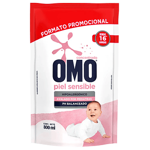 OMO PIEL SENSIBLE DOYPACK 800 ML (12U)
