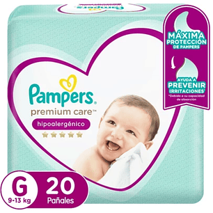 PAÑAL PAMPERS PREMIUM CARE G (20U)