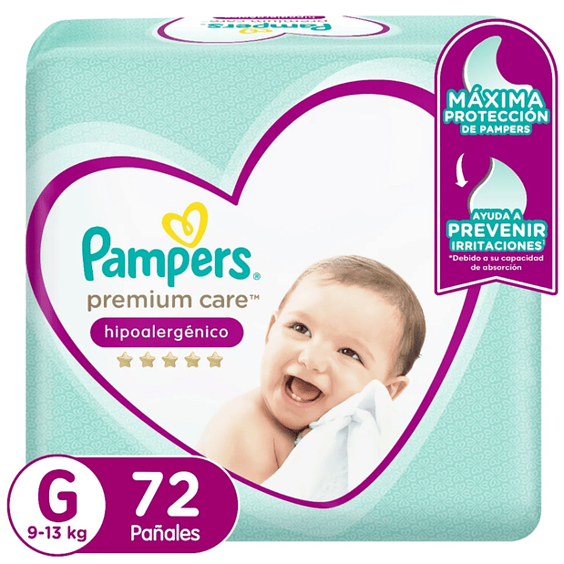 PAÑAL PAMPERS PREMIUM CARE G x72 1