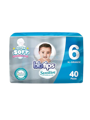 PAÑAL BBTIPS SENSITIVE XXG  ETAPA 6 X40 
