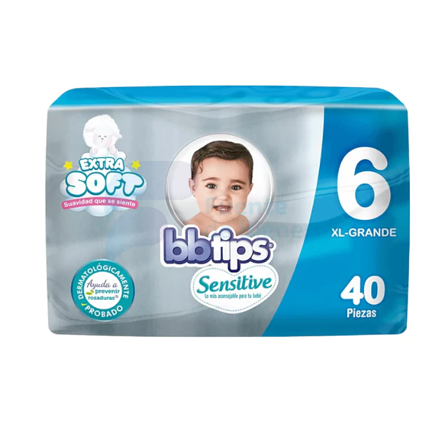 PAÑAL BBTIPS SENSITIVE XXG  ETAPA 6 X40  1
