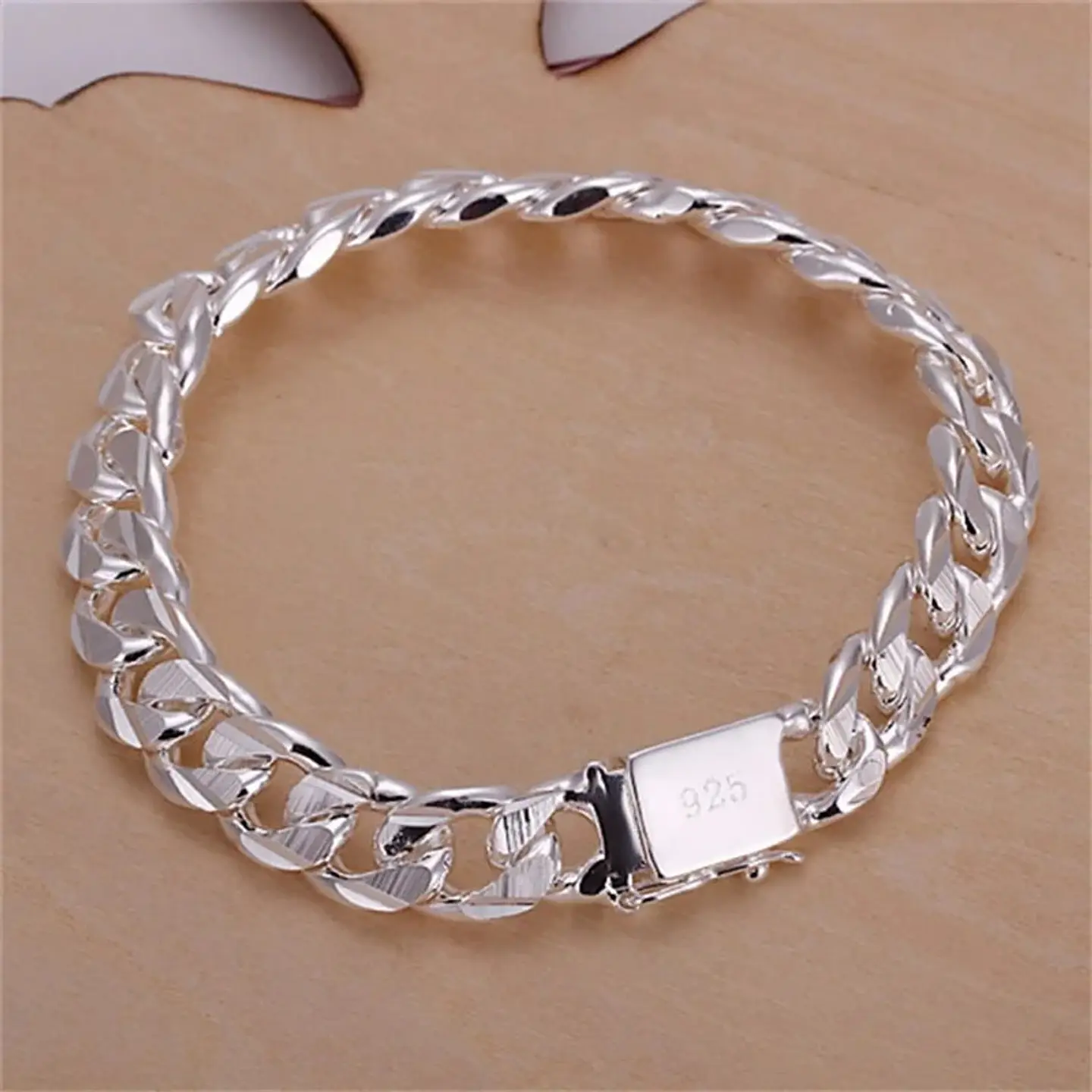 Pulsera Plata 925 Ancha 10 Mm con Broche Calidad Premium 1