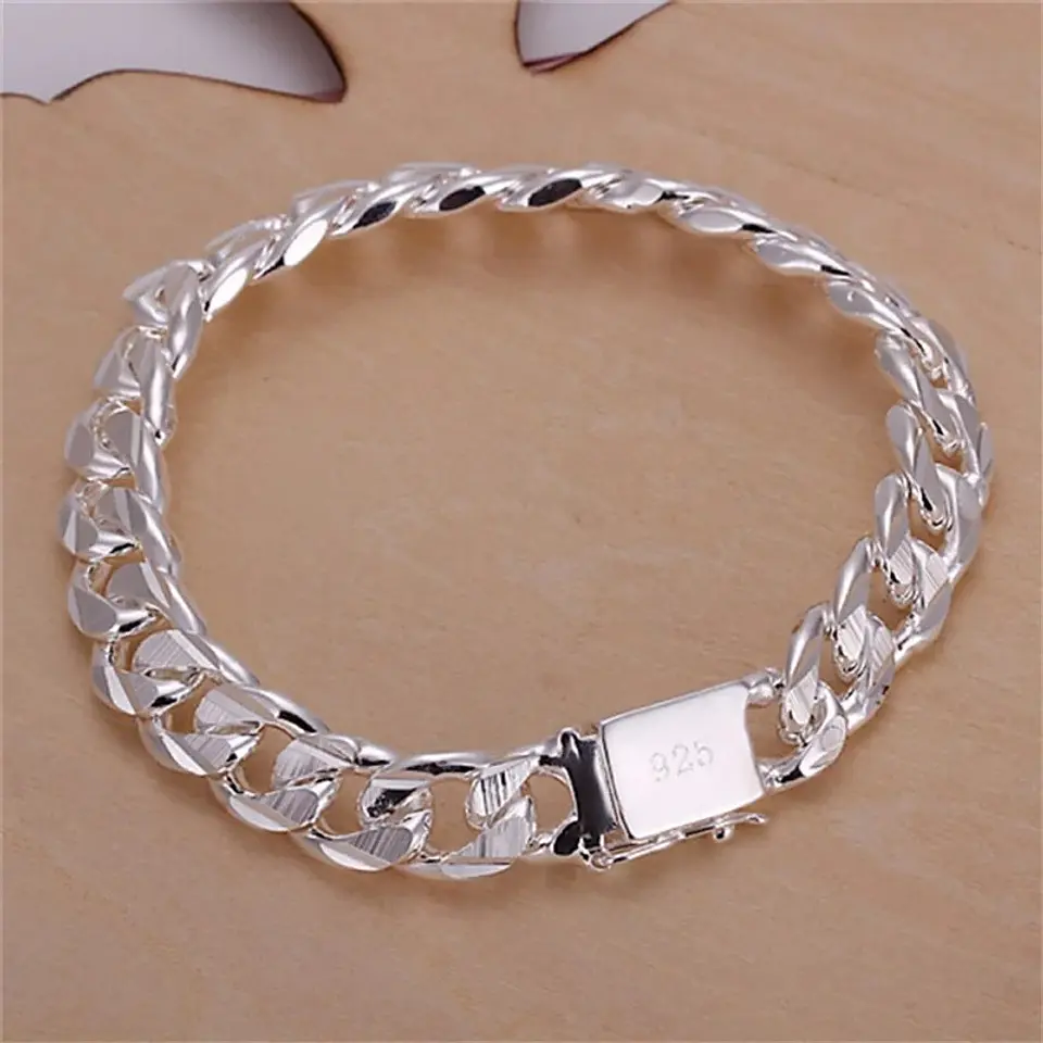 Pulsera Plata 925 Ancha 10 Mm con Broche Calidad Premium 1