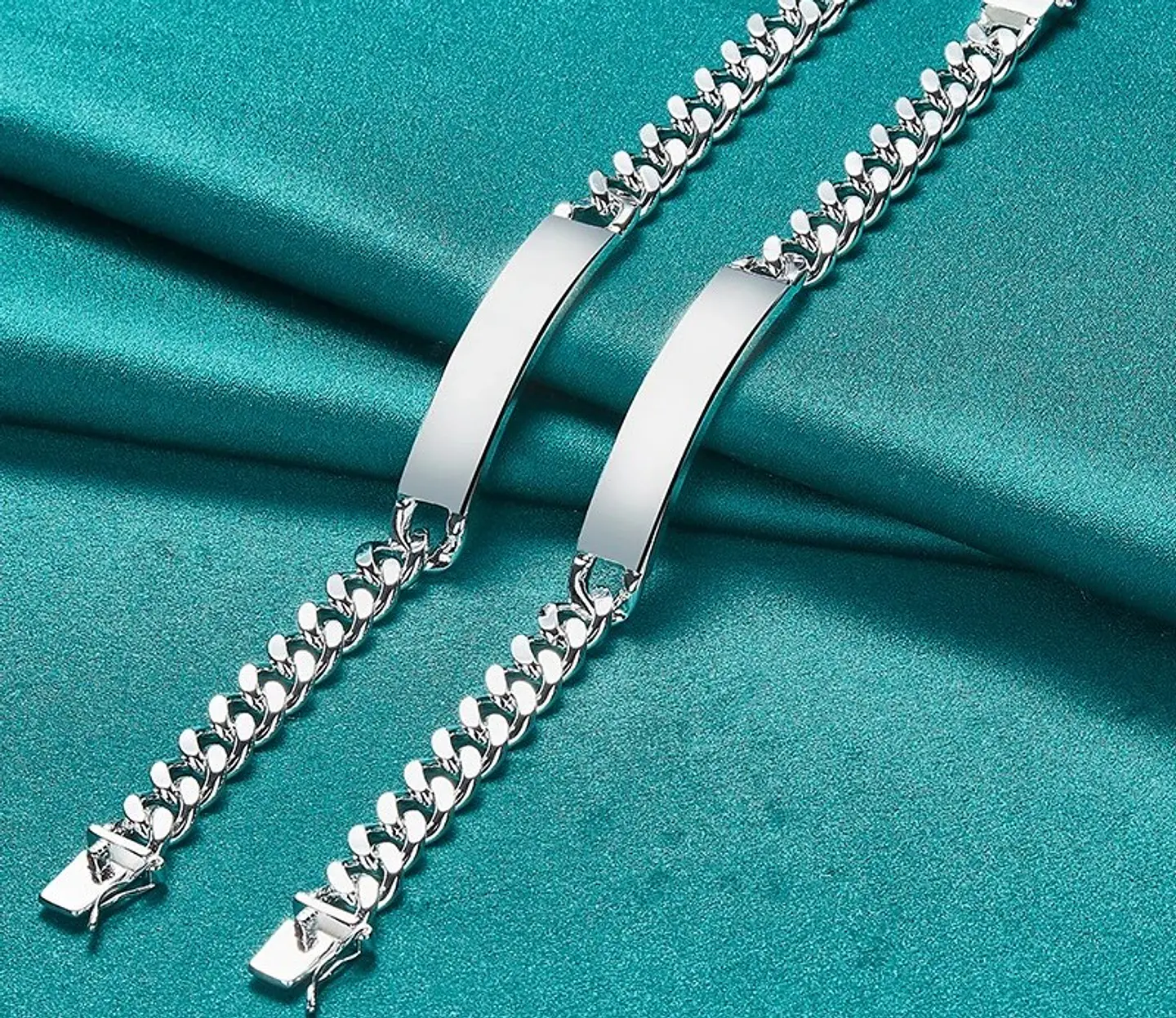 Pulsera Plata 925 Ancha 10 Mm Con Platina 4