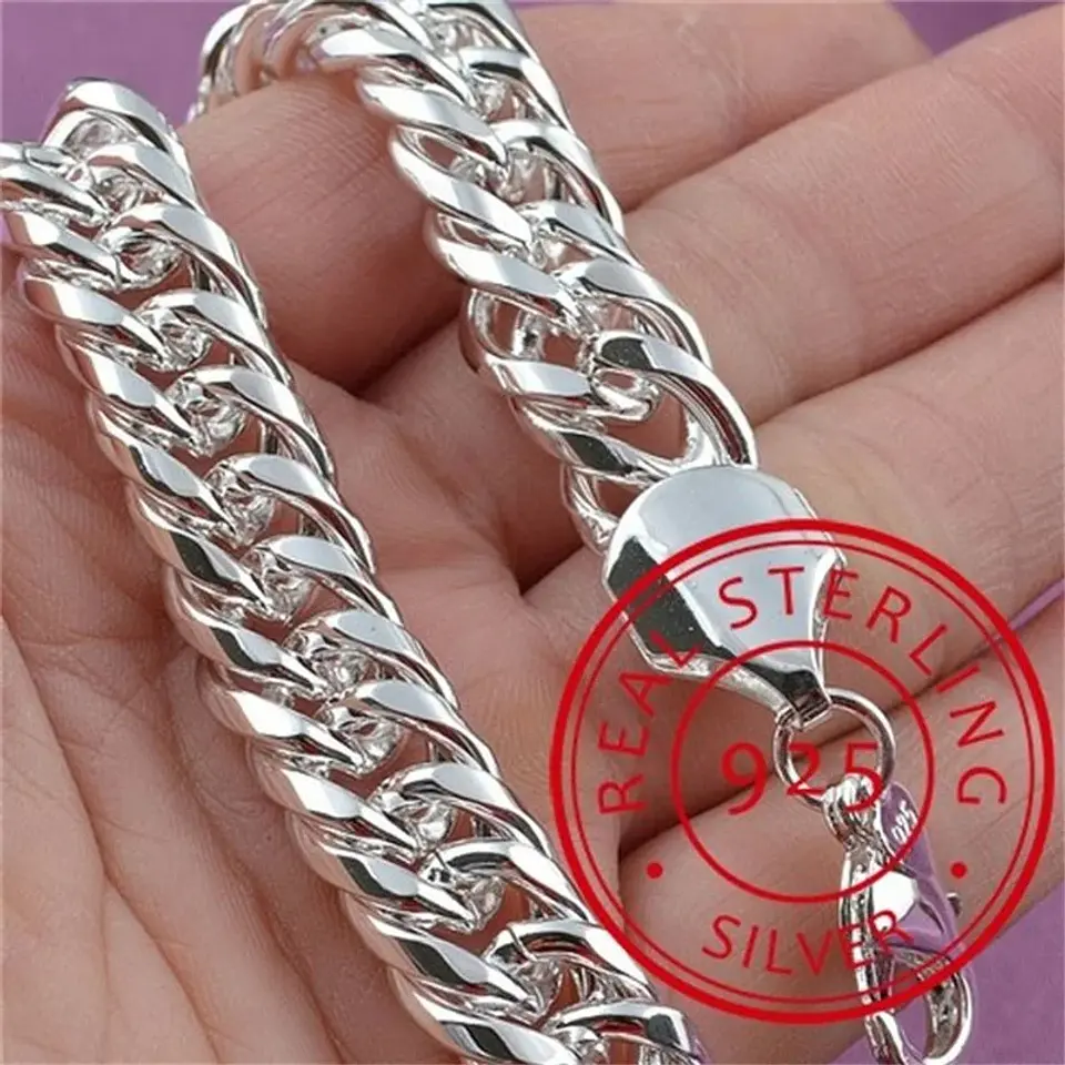 Pulsera 10 Mm Ancha Estilo Plata 925 Calidad Premium 2