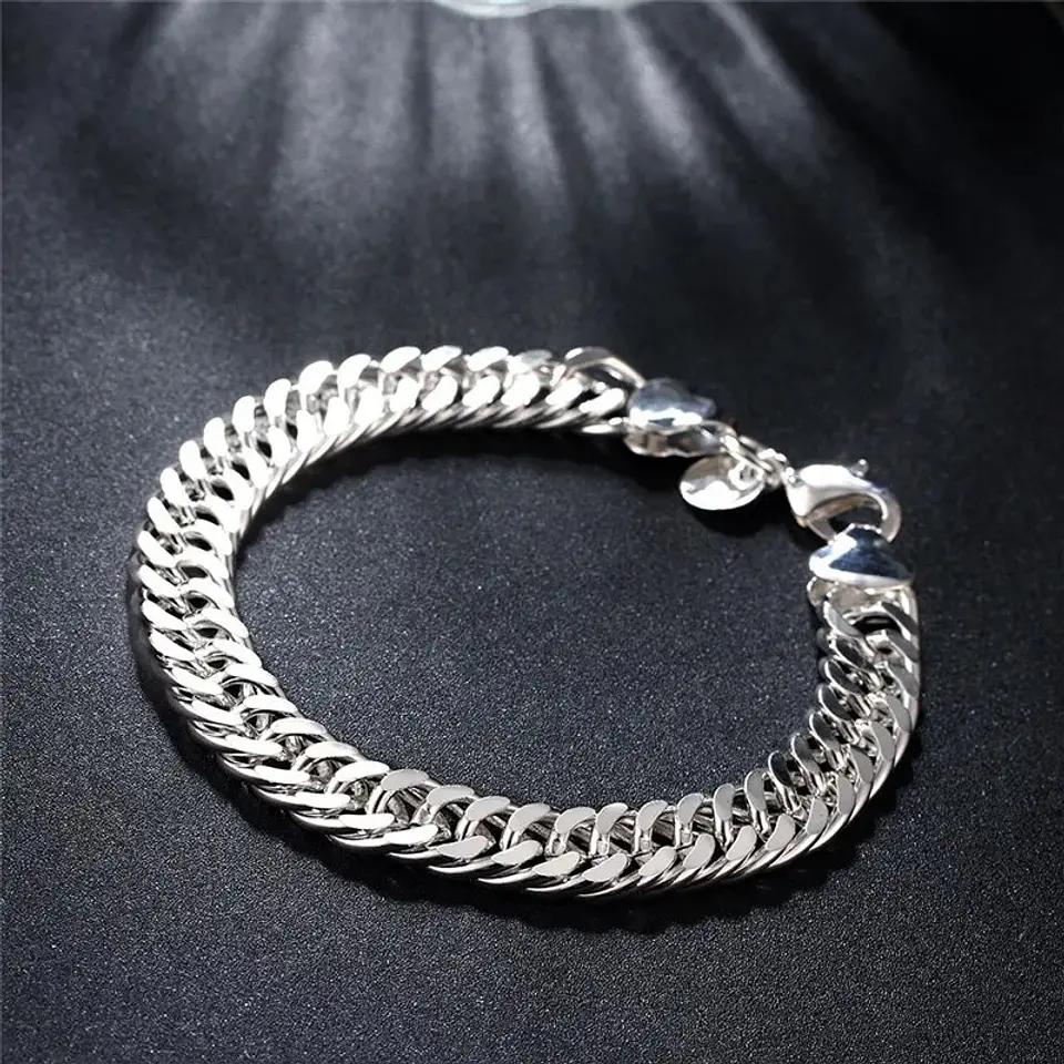 Pulsera 10 Mm Ancha Estilo Plata 925 Calidad Premium 1