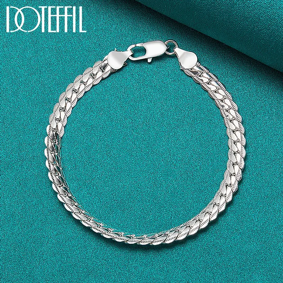 Pulsera Diseño Trenza 6 Mm Estilo Plata 925 Calidad Premium 4