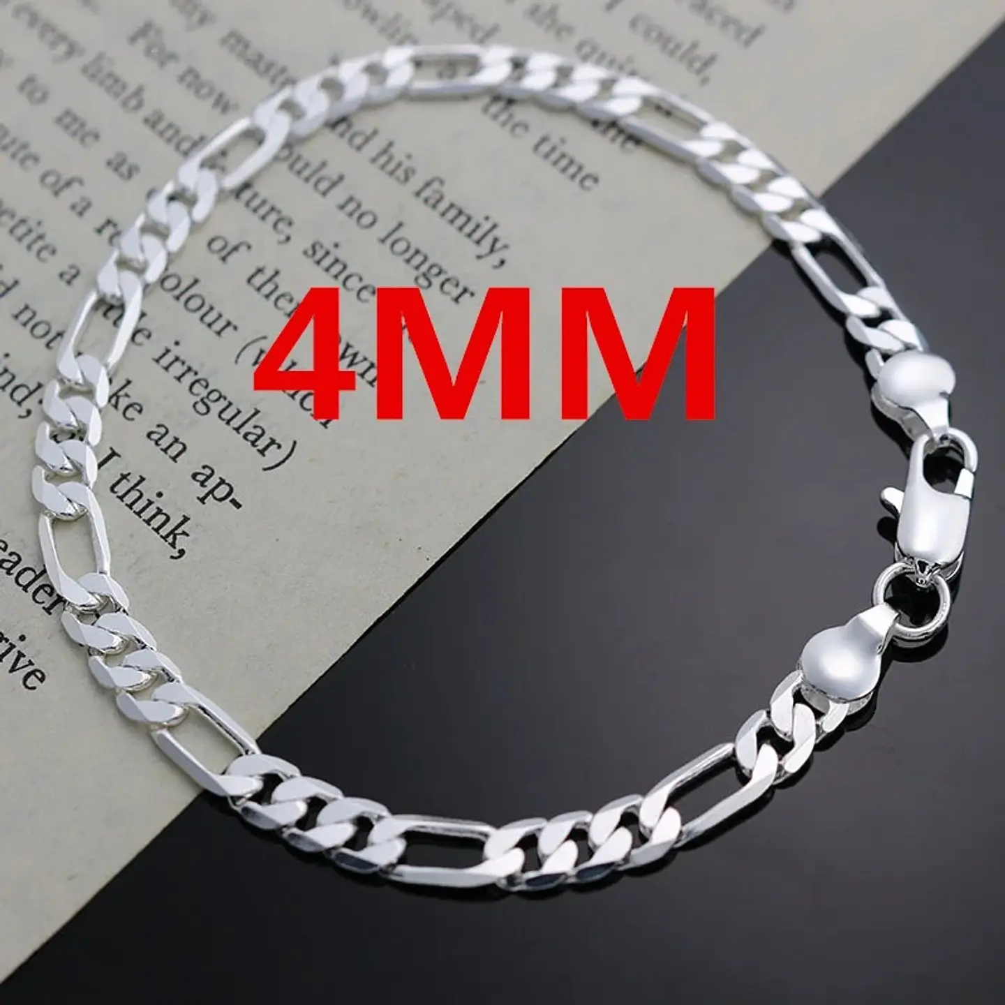 Pulsera 4mm Espesor Estilo Plata 925 Calidad Premium 1