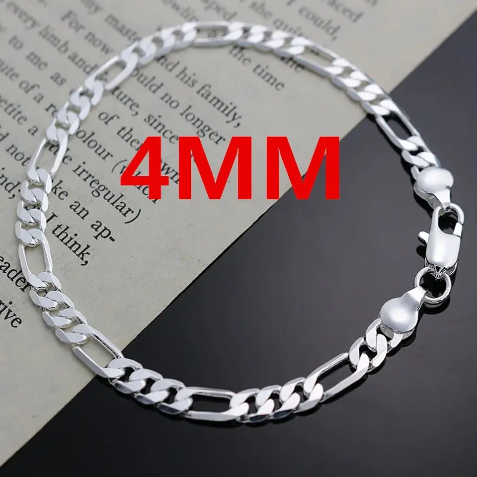 Pulsera 4mm Espesor Estilo Plata 925 Calidad Premium 1