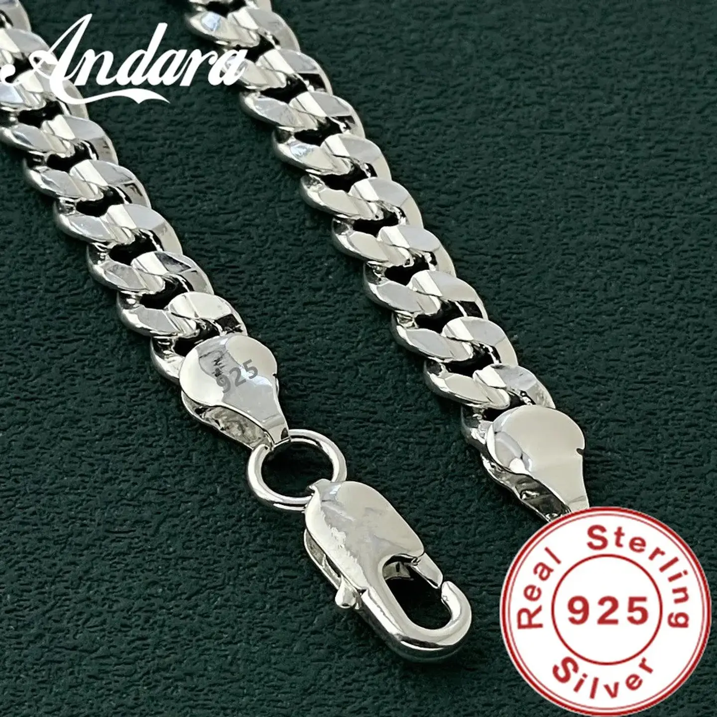 Pack Cadena Y Pulsera 8mm Estilo Plata 925 Calidad Premium 3