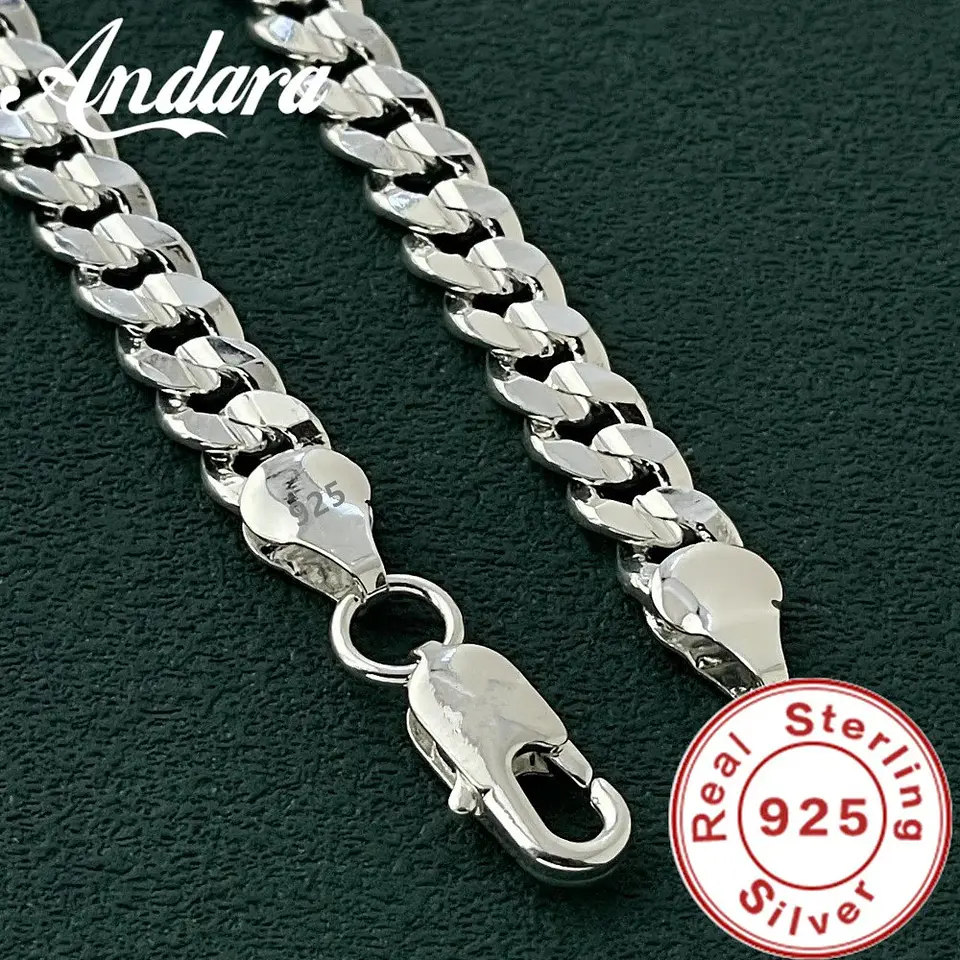 Pack Cadena Y Pulsera 8mm Estilo Plata 925 Calidad Premium 3