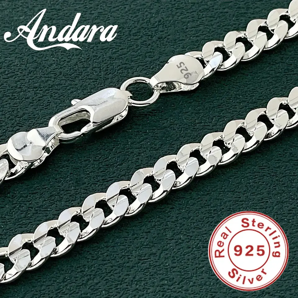 Pack Cadena Y Pulsera 8mm Estilo Plata 925 Calidad Premium 4