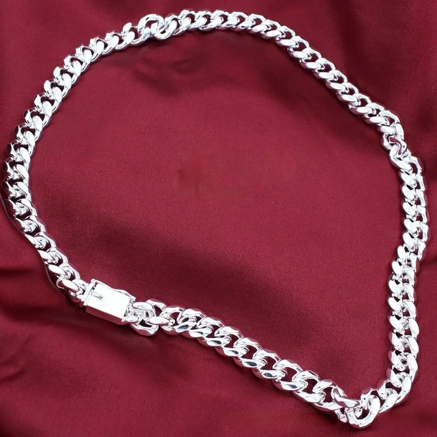 Cadena Estilo Plata 925 Ancha 10mm Con Broche 60cm 4