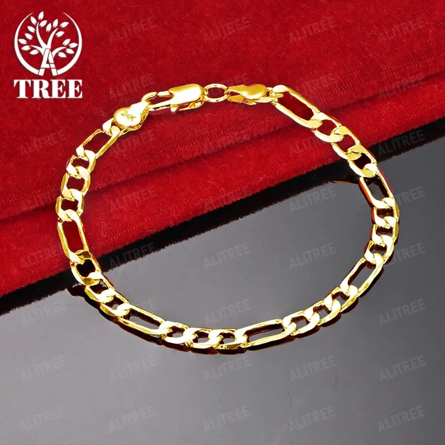 Pulsera Eslabón 7mm  Estilo Oro 18k 1