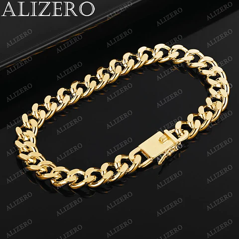 Pulsera Ancha 10mm Bañada en Oro 18k con Broche