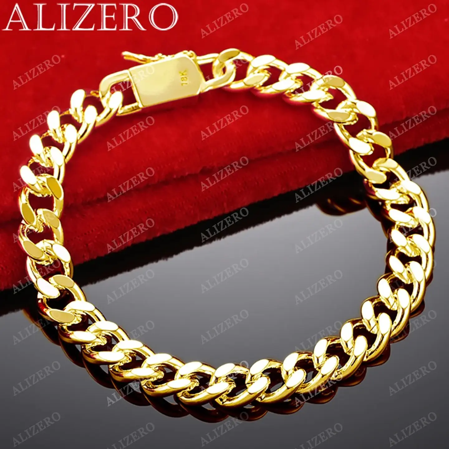Pulsera Ancha 10mm Bañada en Oro 18k con Broche 2