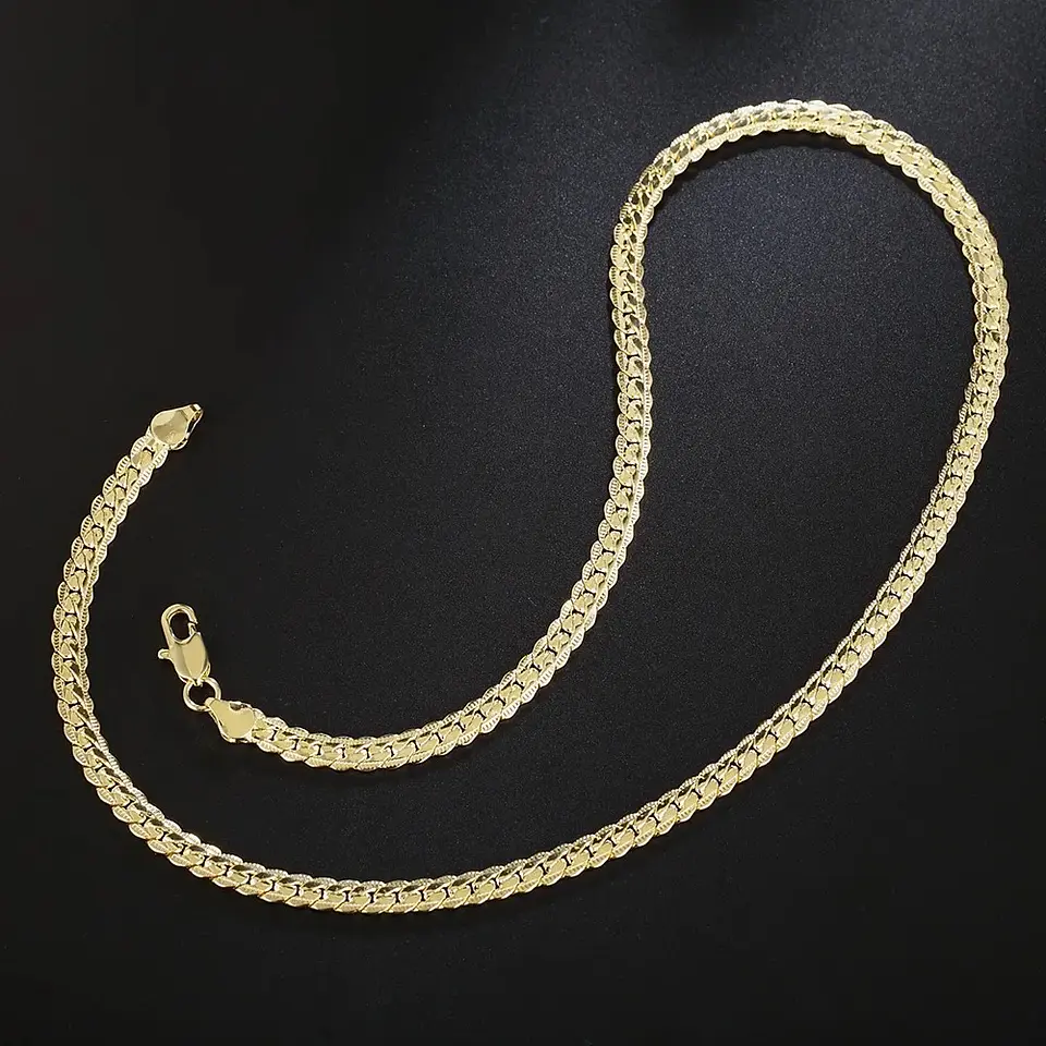 Cadena 60 Cm Enchapado En Oro 18k Diseño Trenza 1