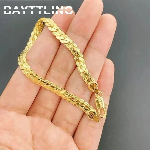 Pulsera 6mm Baño De Oro 18k Diseño Trenza