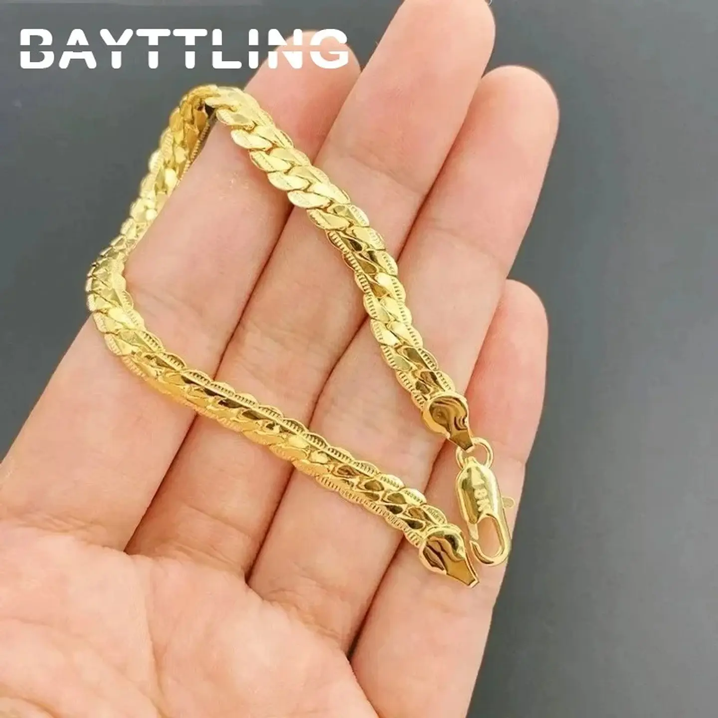 Pulsera 6mm Baño De Oro 18k Diseño Trenza 1