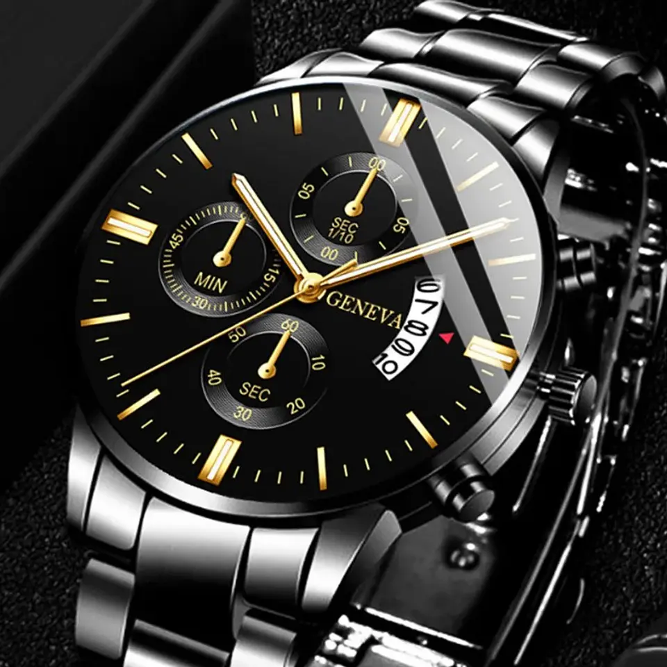 Reloj Geneva Black Motion Black Gold Steel 1