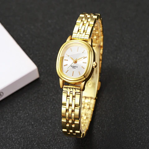 Reloj Mujer Ovalado Dorado Impermeable