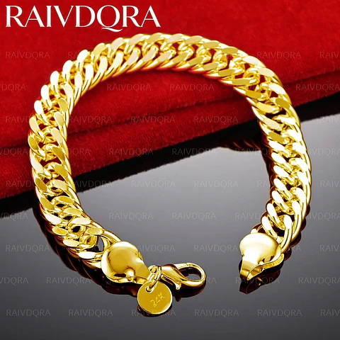 Pulsera Eslabón Plano Chapada Oro 18k Calidad Premium