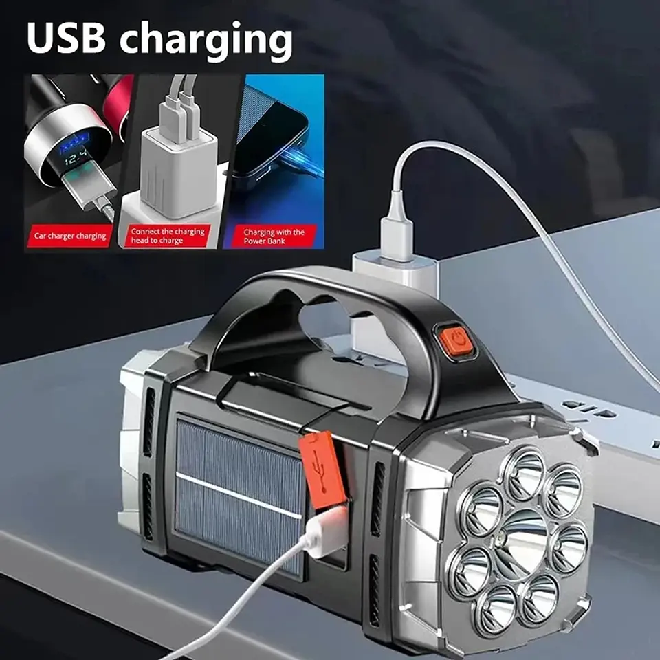 Linterna Solar de Mano LED Carga Celular 1