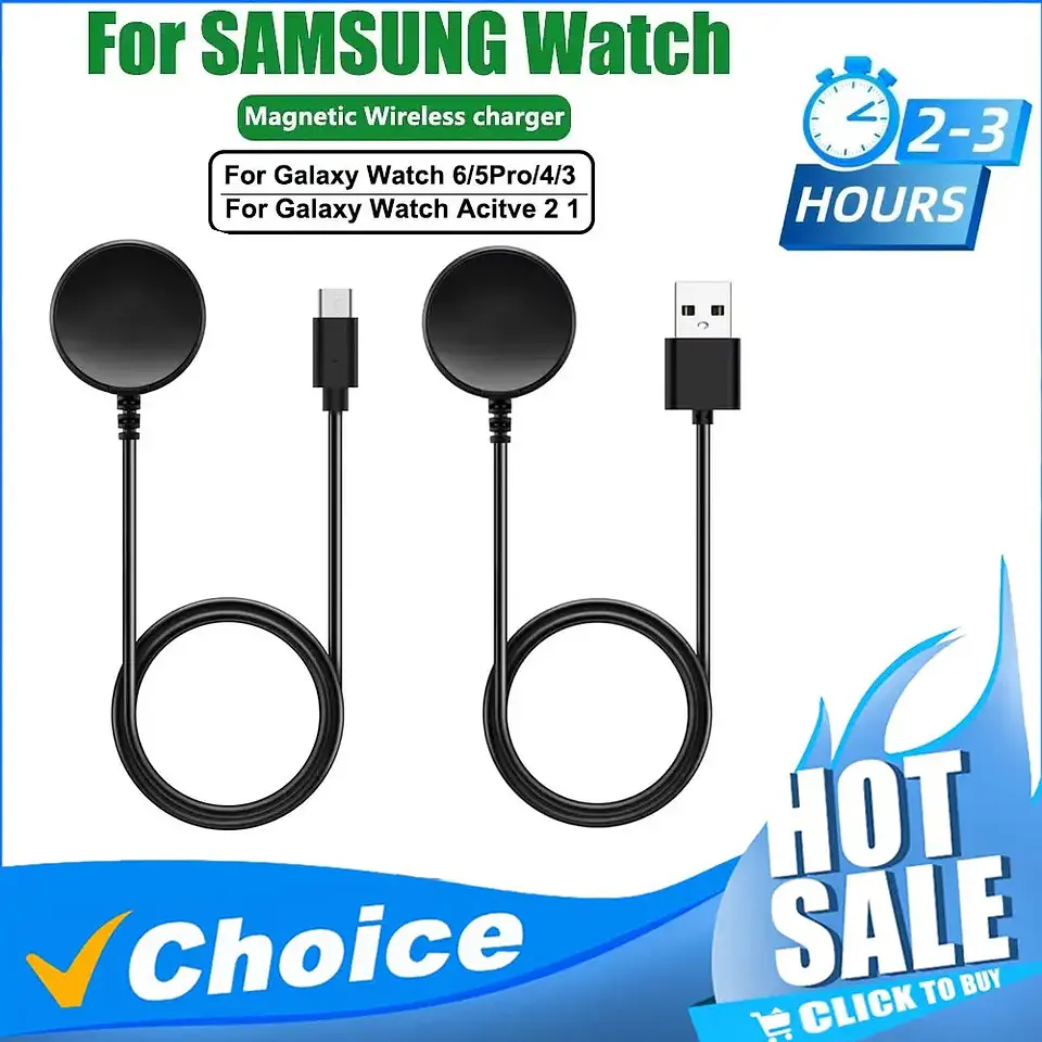 Cargador Usb Compatible Samsung Galaxy Watch Active Negro 5