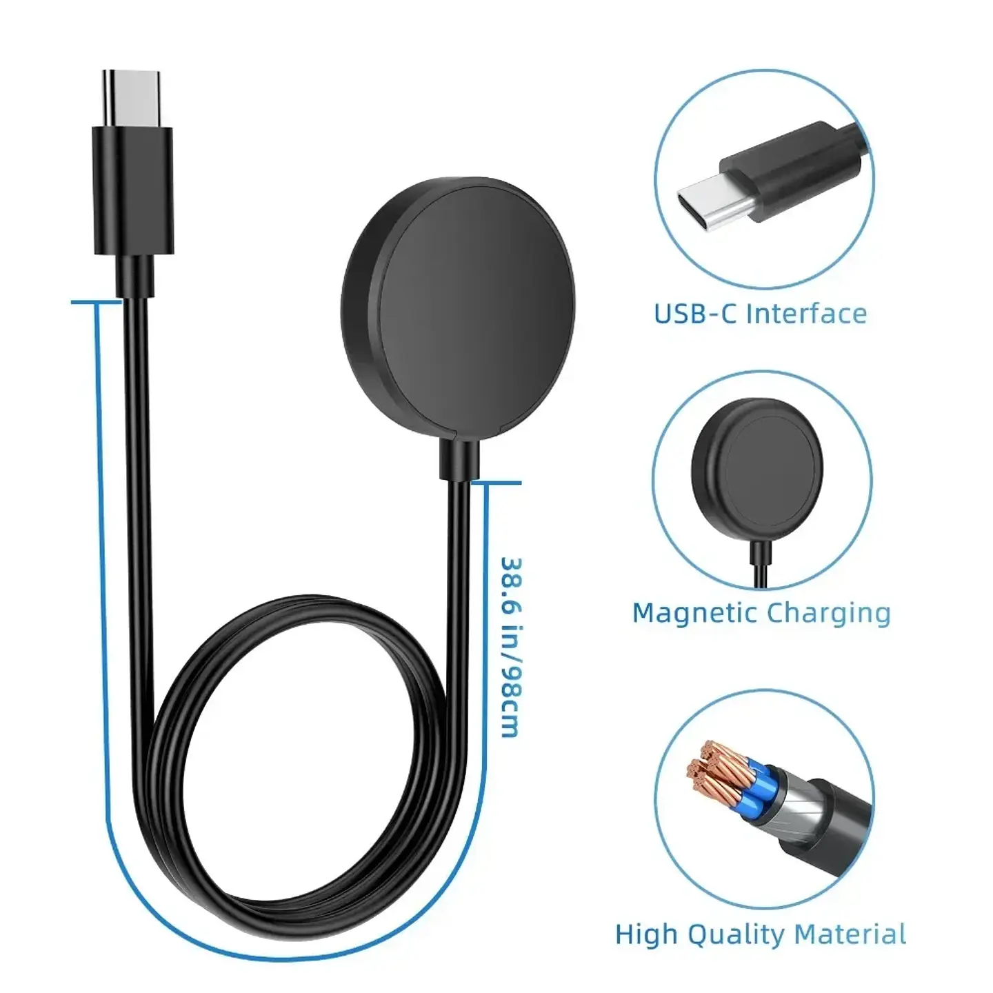 Cargador Usb Compatible Samsung Galaxy Watch Active Negro 7