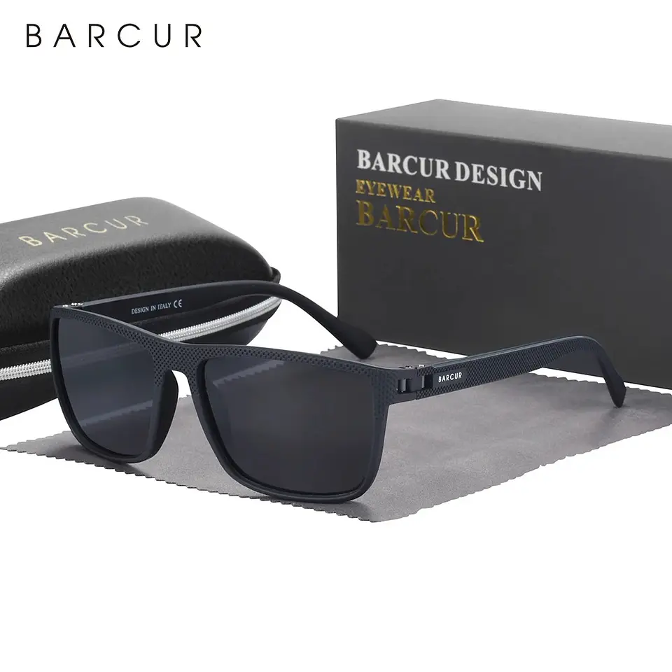 Lentes De Sol Barcur Cuadrados Polarizados Filtro Uv400 Océano Negro 3