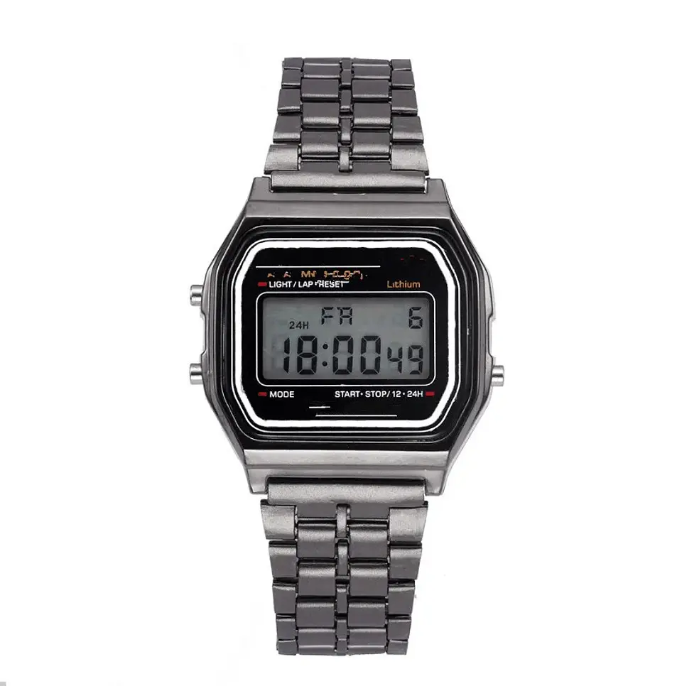 Reloj Digital Unisex Vintage Steel Plateado 3