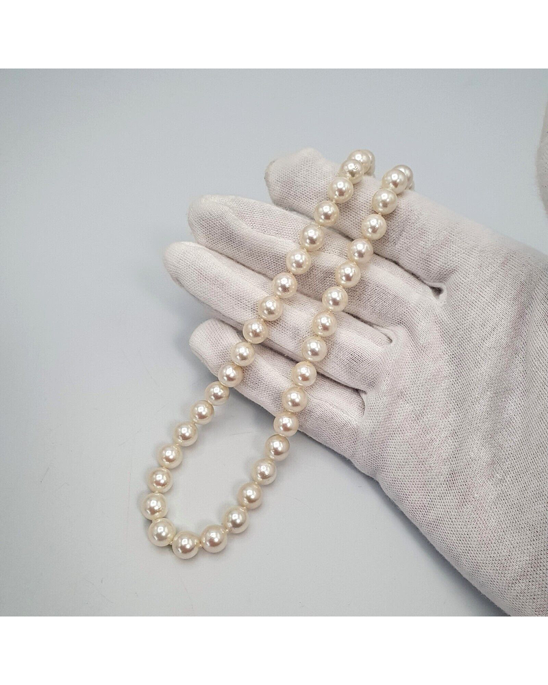 Collar de perlas akoya japonesa redondas de 8 mm blancas 