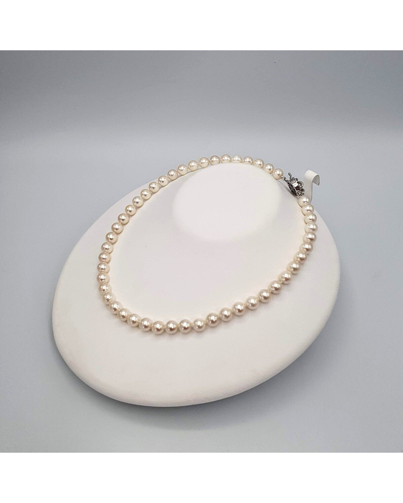 Collar de perlas akoya japonesa redondas de 8 mm blancas 
