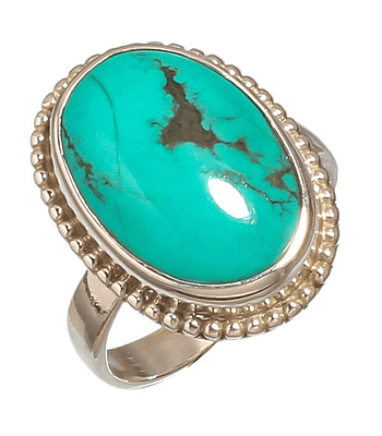 ANILLO DE PLATA 925 CON PIEDRA NATURAL TURQUESA  NUMERO 18 