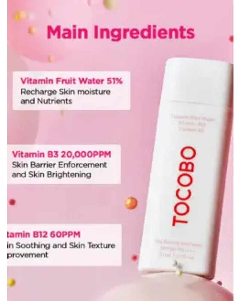 TOCOBO VITAMIN FRUIT WATER 51% VITAMIN B12 VITAMIN B3   VITA TONE UP SUN CREAM  SPF50+PA  ++++
